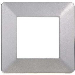 Ettroit Placca Compatibile Vimar Plana 2 Moduli Plastica Colore Argento Ev83206