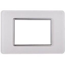 Ettroit Placca Compatibile Vimar Plana 3 Moduli Vetro Colore Bianco Ev84301