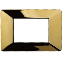 Ettroit Placca Compatibile Vimar Plana 3 Moduli Plastica Colore Oro Lucido Ev83312
