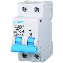 Ettroit Interruttore Magnetotermico Fotovoltaico 2p Dc 500v 63a 6ka Occupa 2 Moduli Din Jx6263