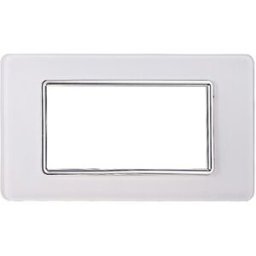 Ettroit Placca Compatibile Vimar Plana 4 Moduli Vetro Colore Bianco Ev84401