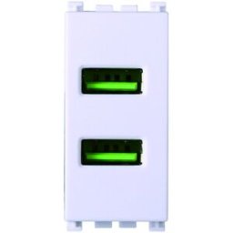 Ettroit Presa Usb Caricatore Usb 5v 2,1a 2 Porte Usb-A Colore Bianco Compatibile Con Vimar Arke Va2402b