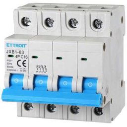 Ettroit Interruttore Magnetotermico 4p 16a C16 380v 6ka 4 Moduli Din Jx141660