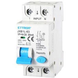 Ettroit Interruttore Magnetotermico Differenziale 1p+n 6a 6ka 30ma 220v Occupa 2 Moduli Din Jx270661