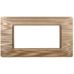 Ettroit Placca Compatibile Vimar Plana 4 Moduli Plastica Colore Oro Satinato Ev85411