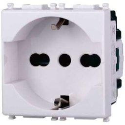 Ettroit Presa Schuko Compatibile Vimar Plana 2p+t 10/16a 250v Colore Bianco Ev2102