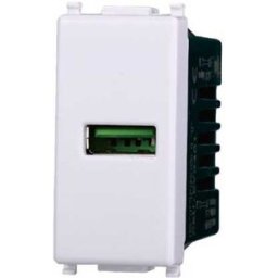 Ettroit Presa Caricatore Usb Type-A Compatibile Vimar Plana 5vdc 2.1a Colore Bianco Ev2401