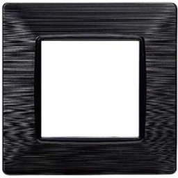 Ettroit Placca Compatibile Vimar Plana 2 Moduli Plastica Colore Nero Satinato Ev85214