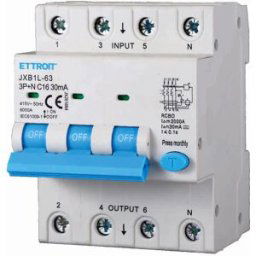 Ettroit Interruttore Magnetotermico Differenziale 3p+n 16a 30ma 380v-6ka Classe A - Jx261664