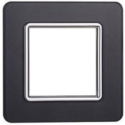 Ettroit Placca Compatibile Vimar Plana 2 Moduli Vetro Colore Acciaio Scuro Ev84210