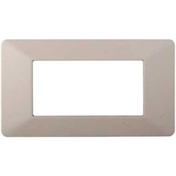 Ettroit Placca Compatibile Vimar Plana 4 Moduli Plastica Colore Sabbia Ev83409