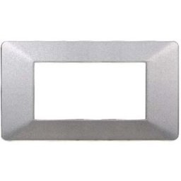 Ettroit Placca Compatibile Vimar Plana 4 Moduli Plastica Colore Argento Ev83406