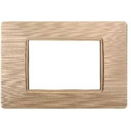 Ettroit Placca Compatibile Vimar Plana 3 Moduli Plastica Colore Oro Satinato Ev85311