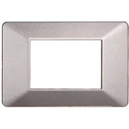 Ettroit Placca Compatibile Vimar Plana 3 Moduli Plastica Colore Titanio Ev83308