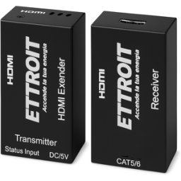 Ettroit Extender Hdmi 4k Su Cavo Lan 60mt, Kit Tx-Rx Utp Cat6 Poe, Poc Loop-Out Et5003