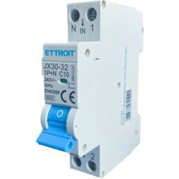Ettroit Interruttore Magnetotermico 1p+n 10a 220v 6ka 1 Modulo Din Jx151060
