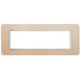 Ettroit Placca Compatibile Vimar Plana 7 Moduli Vetro Colore Oro Ev84611