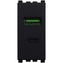 Ettroit Presa Usb 2 Porte 3,1a Usb-A + Usb Type C Colore Nero Compatibile Con Vimar Arkè - Va3002