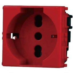 Ettroit Presa Schuko Compatibile Vimar Plana 2p+t 10/16a 250v Colore Rosso Ev2116