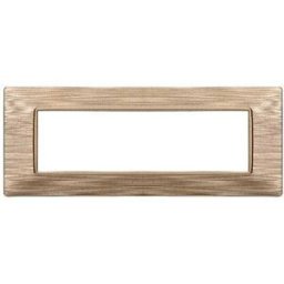 Ettroit Placca Compatibile Vimar Plana 7 Moduli Plastica Colore Oro Satinato Ev85611