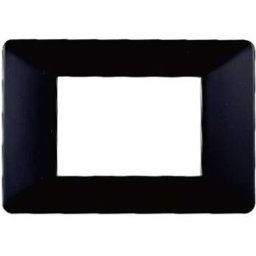 Ettroit Placca Compatibile Vimar Plana 3 Moduli Plastica Colore Nero Ev83302