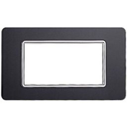 Ettroit Placca Compatibile Vimar Plana 4 Moduli Vetro Colore Acciaio Scuro Ev84410