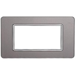Ettroit Placca Compatibile Vimar Plana 4 Moduli Vetro Colore Argento Ev84406