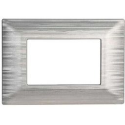 Ettroit Placca Compatibile Vimar Plana 3 Moduli Plastica Colore Argento Satinato Ev85315