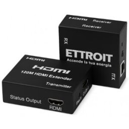 Ettroit Extender Hdmi 4k Su Cavo Lan 120mt, Kit Tx-Rx Utp Cat6 Poe, Poc Loop-Out Et5004