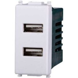 Ettroit Presa Caricatore Doppia Usb Type-A Compatibile Vimar Plana 5vdc 2.1a Colore Bianco Ev2402