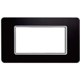 Ettroit Placca Compatibile Vimar Plana 4 Moduli Vetro Colore Nero Ev84402