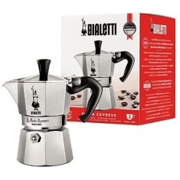 Bialetti Moka Express 2 Tazze, Manico anti scottatura, Adatta a piani cottura gas, 90 ml, Alluminio