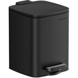 SONGMICS Pattumiera da Bagno Compatta per Piccolo Spazio, Nero / 6L