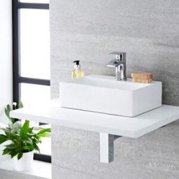 HudsonReed Lavabo Appoggio Rettangolare Bianco 105x360mm – Sandford