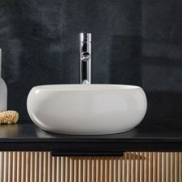 HudsonReed Lavabo Appoggio Rotondo Bianco 360mm Senza Fori Rubinetteria