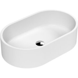 HudsonReed Lavabo Appoggio Ovale Moderno Bianco Opaco 565x350mm (No Fori)