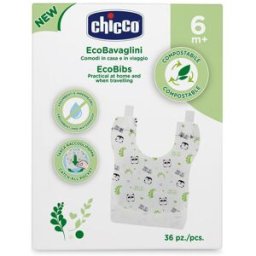 CHICCO (ARTSANA SpA) Chicco Bavaglini Monouso Compostabili 36 Pezzi con Tasca Raccogli Pappa