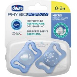 CHICCO (ARTSANA SpA) Chicco PhysioForma Micro Succhietto in Silicone Azzurro 0-2 Mesi - 2 Pezzi