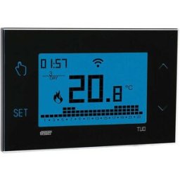 Vemer CRONOTERMOSTATO WiFi DA PARETE NERO CON TOUCH SCREEN RETROILLUMINATO A BATTERIA