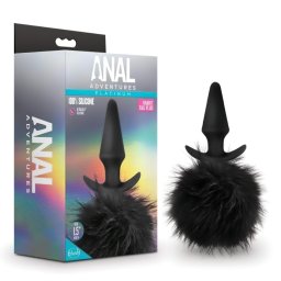 Anal Adventures Platinum - plug anale con coda di coniglio - nero