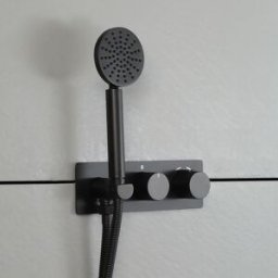 HudsonReed Miscelatore Termostatico da Incasso con Doppio Deviatore e Doccetta - Nero - Lune
