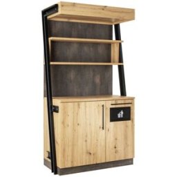 Vega Mobile bar Baristo Industrial con raccolta rifiuti ; 118x61x216 cm (LxPxH); quercia selvatica