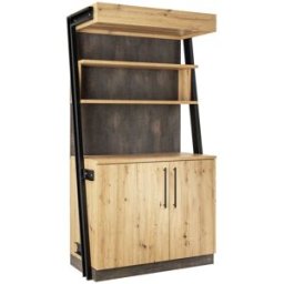 Vega Mobile bar Baristo Industrial con ante a battente ; 118x61x216 cm (LxPxH); quercia selvatica, manico nero