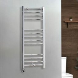 HudsonReed Scaldasalviette Elettrico Diritto Cromato - 1000mm x 400mm - con Elemento Termostatico Wi-Fi Cablato - Kent - ECOSO by Hudson Reed