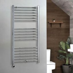 HudsonReed Scaldasalviette Elettrico Diritto Cromato - 1200mm x 600mm - con Elemento Termostatico Wi-Fi Cablato - Kent - ECOSO by Hudson Reed
