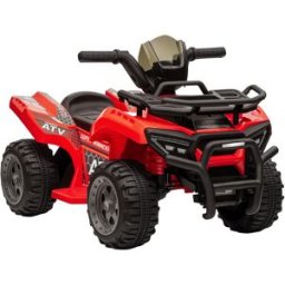 Homcom Quad Elettrico per Bambini con Batteria Ricaricabile 6V, Fari Funzionanti e Pedale, Età 18-36 Mesi, 66x44x42cm, Rosso Aosom