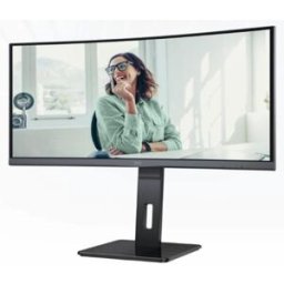 AOC Cu34p3cv - Monitor Curvo Wqhd Da 34 Pollici, Regolabile In Altezza, Altoparlante (3440x1440, 100 Hz, Hdmi, Displayport, Usb-C (65w Pd), Rj45, Hub Usb) Nero