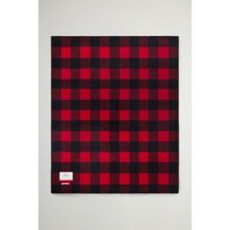 Woolrich unisex Coperta Buffalo a quadri double face in pura lana Rosso Taglia ONE