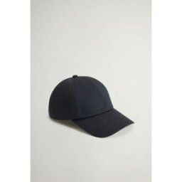 Woolrich unisex Cappellino in twill di cotone con logo ricamato Blu Taglia ONE
