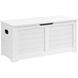 VASAGLE Cassapanca con Cerniere di Sicurezza, Bianco / 40 x 100 x 46 cm